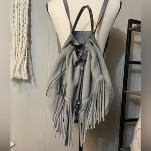 Rebecca minkoff grey fringe genuine leather.
